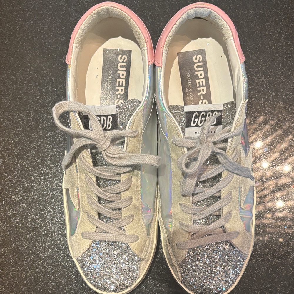 Golden Goose Silver and Pink Holographic Sneakers - Picture 4 of 6